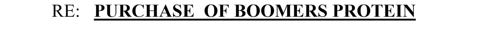 Extract from the 2022 settlement statement showing the heading: RE: PURCHASE OF BOOMERS PROTEIN